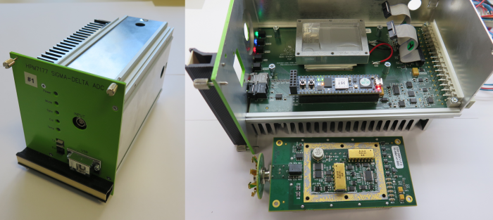 Left: Fully assembled device Right: Open unit with ADC mezzanine removed (Image: CERN)